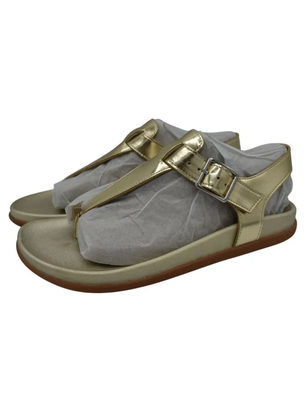 Blondo Womens Size 9‎ Niomi Ankle Strap Gold Metallic Leather Sandals Shoes